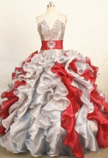 Gorgeous Ball Gown Strapless Floor-length Sliver Organza Beading Quinceanera dress Style FA-L-269