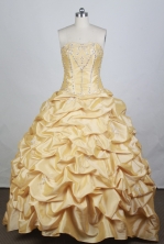 Gorgeous Ball Gown Strapless Floor-length Yellow Vintage Quinceanera Dress LZ426074