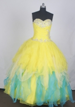 Gorgeous Ball Gown Sweetheart Neck Floor-length Yellow Vintage Quinceanera Dress LZ426033