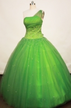 Gorgeous Ball gown One Shoulder Neck Floor-length Tulle Spring Green Quinceanera Dresses Style FA-W-172
