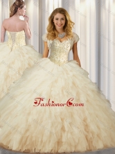 Latest Sweetheart Champagne Quinceanera Dresses with Beading SJQDDT341002FOR