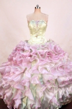Luxurious Ball Gown Strapless Floor-length Pink Organza Beading Quinceanera dress Style FA-L-  401