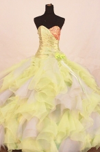 Luxurious Ball Gown Sweetheart Floor-length Yellow Organza Beading Quinceanera dress Style FA-L-272