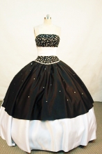 Luxurious Ball gown Strapless Floor-length Satin Black  Quinceanera Dresses Style FA-W-058