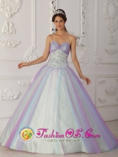 Multi-Color 2013 La Rioja   Argentina Quinceranera Dress Beading and Sequins Decorate For New Style Sweetheart Tulle A-Line   Style QDZY112FOR 