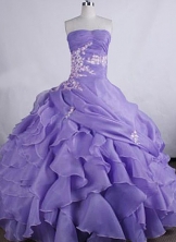 Perfect Ball gown Strapless Floor-Length  Appliques Lilac Quinceanera Dresses Style FA-Y-26