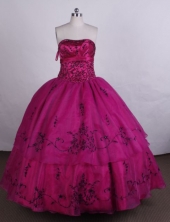 Perfect Ball gown Strapless Floor-length Fuchsia Vintage Quinceanera Dresses LZ42403