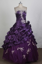 Popular Ball Gown Strapless Floor-length Eggplant Purple Vintage Quinceanera Dress LHJ42704