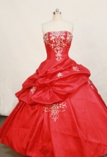 Popular Ball Gown Strapless Floor-length Organza Red Quinceanera Dresses Style FA-W-181