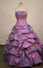 Popular Ball gown Strapless Floor-length Taffeta Purple Quinceanera Dresses Style FA-W-149
