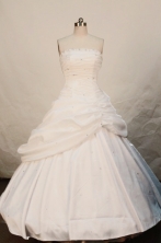 Popular Ball gown Strapless Floor-length White Taffeta Quinceanera Dresses Style FA-W-197