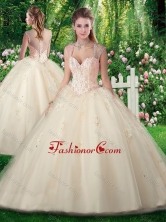 Vintage A Line Champange Quinceanera Dresses with Beading and Appliques SJQDDT276002FOR
