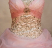 Wonderful Ball gown Strapless Floor-length Organza Baby pink Quinceanera Dresses Style FA-W-120
