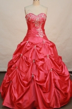 Wonderful Ball gown Strapless Floor-length Taffeta Red Quinceanera Dresses Style FA-W-147