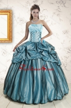 2015 Elegant Strapless Pick Ups Quinceanera Dresses in Teal XFNAO801FOR