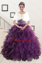 2015 Luxurious Beading and Ruffles Quinceanera Dresses in Purple XFNAO698AFOR