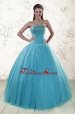 2015 New Style Sweetheart Blue Quinceanera Dresses with Appliques XFNAO592FOR