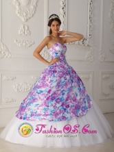 Baracoa Cuba Multi-color Printing and Tulle Vintage Sweet sixteen Dress Sweetheart Appliques A-line For 2013 Style QDZY332FOR