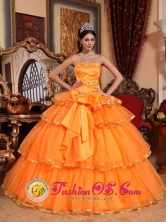 Bayamo Cuba 2013 With Bow Orange Ruffles Layered Strapless Organza Sweet sixteen Dress In New Jersey Style QDZY235FOR