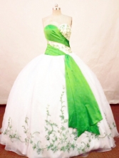 Beautiful Ball Gown Sweetheart Neck Floor-length Organza White And Green Quinceanera Dresses Style FA-C-001