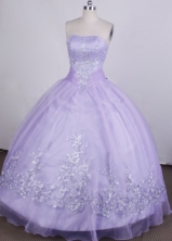 Best Ball Gown Strapless Loor-Length Organza Lavender Quinceanera Dresses Style FA-S-010