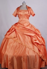 Brand New Ball Gown Strapless FLoor-Length Orange Appliuqes And Beading Quinceanera Dresses Style FA-S-027