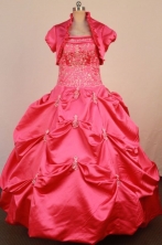 Brand New Ball Gown Strapless Floor-Length  Hot Pink Quinceanera Dresses Style L042410