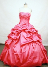 Brand New Ball Gown Strapless Floor-length Taffeta Red Quinceanera Dresses Style FA-C-011
