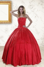Cheap Red Strapless Sweet 16 Dresses with Beading XFNAO597FOR