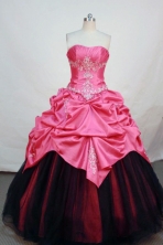 Cheap ball gown strapless floor-length  watermelon taffeta quinceanera dress FA-X-015