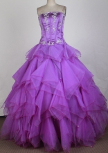 Classical Ball Gown Strapless Floor-length Lavender Quinceanera Dress X0426066