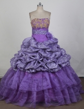 Classical Ball Gown Strapless Floor-length Purple Quinceanera Dress X0426082