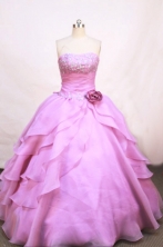 Discount ball fown strapless floor-length organza hot pink appliques quinceanera dresses FA-X-040