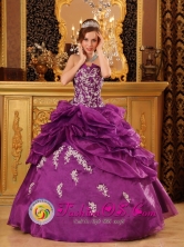 Duran  Ecuador Fuchsia sweet sixteen  Dress For 2013 Strapless Organza With Beaded Lace Appliques  Style QDZY069FOR