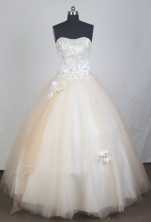 Elegant Ball Gown Strapless Floor-length   Champagne Quinceanera Dress LZ426024
