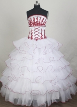 Elegant Ball Gown Strapless Floor-length White Quincenera Dresses TD260066