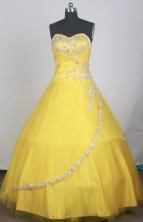 Elegant Ball Gown Sweetheart Neck Floor-length Yellow Quinceanera Dress LZ426046