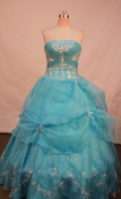 Elegant Ball gown StraplessFloor-length Quinceanera Dresses Appliques with Beading Style FA-Y-0071