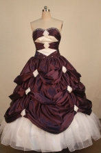 Exclusive Ball Gown Sweetheart Neck Floor-Length Burgundy Beading Quinceanera Dresses Style FA-S-250