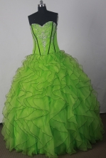 Fashionable A-line Strapless Floor-length Green Quinceanera Dress X042605