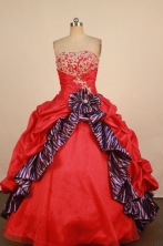 Fashionable Ball Gown Strapless Floor-Length Red Quinceanera Dresses Style FA-L042413