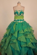 Fashionable Ball Gown Strapless Floor-Length Spring Green Quinceanera Dresses LJ042446