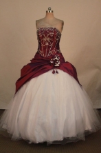 Fashionable Ball Gown Strapless Floor-Length Wine Red Quinceanera Dresses Style L042417