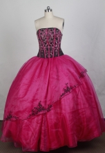 Fashionable Ball Gown Strapless Floor-length Hot Pink Quincenera Dresses TD260063