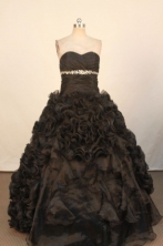 Gorgeous Ball Gown Sweetheart Neck Floor-Length Black Beading Quinceanera Dresses Style FA-S-347