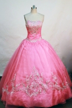 Gorgeous ball gown strapless floor-length embroidery with beading pink quinceanera dress FA-X-53