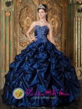 Guayaquil Ecuador Navy Blue Strapless Sweetheart sweet sixteen Dress with Picks-up Taffeta Ball Gown Style QDZY116FOR