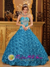 Guayaquil   Ecuador Teal Sweetheart Rolling Flowers Sweet sixteen Dress For 2013 Appliques Ball Gown Style QDZY002FOR