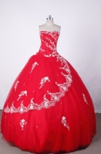 Lovely Ball Gown Strapless FLoor-Length Hot Pink Beading And Appliques Quinceanera Dresses Style FA-S-128
