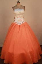 Lovely Ball Gown Strapless Floor-Length Orange Quinceanera Dresses Style LJ042474